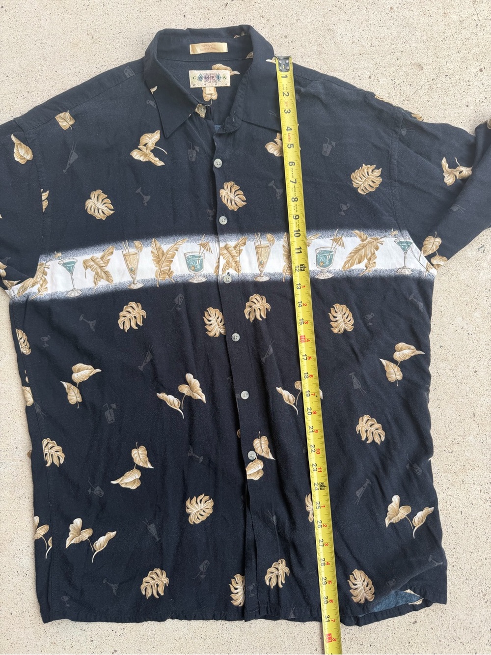 Campia Moda Vintage Rayon Camp Shirt L Tropical Cocktail Print EUC - Picture 5 of 5